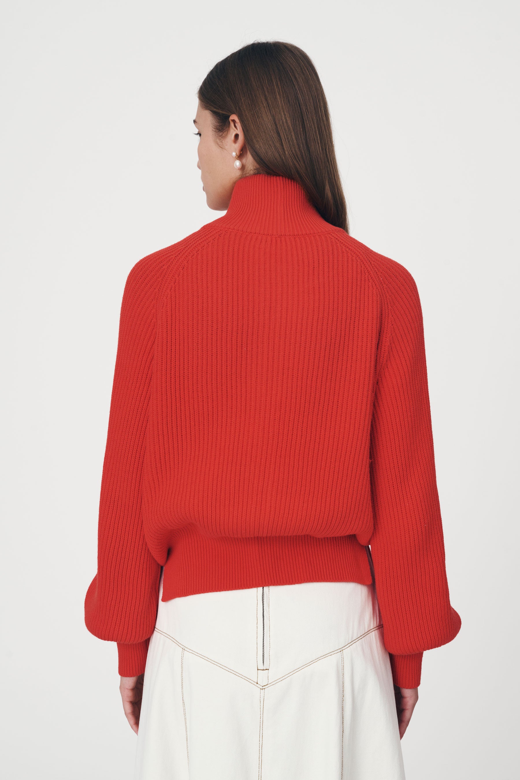 ROWIE The Label - Banjo Zip Knit Cardigan Crimson Red - Knitwear