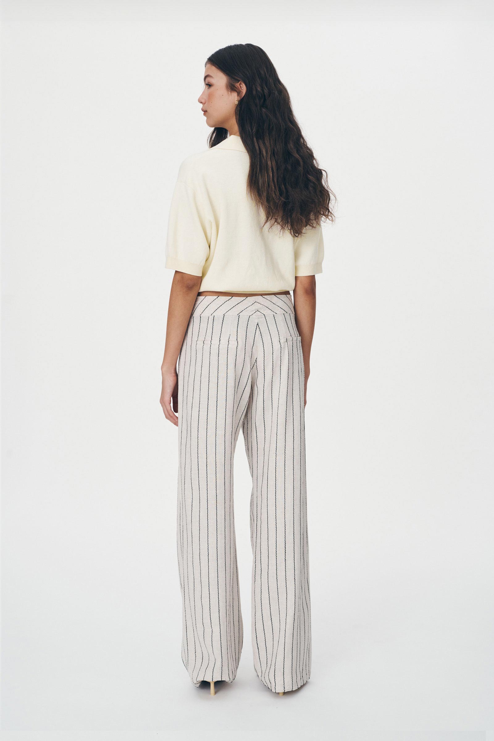 ROWIE The Label - Caspian Linen Pants Natural Stripe - Bottoms