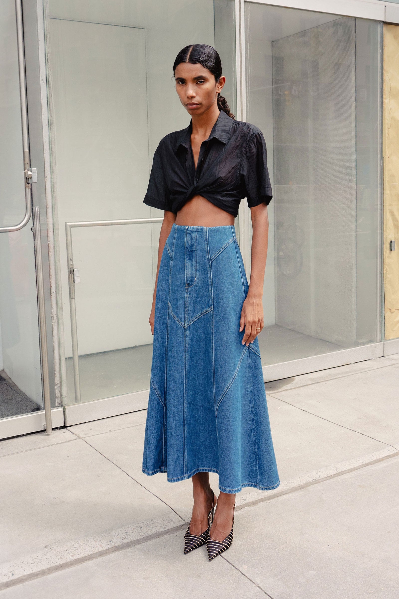 Jeanette Denim Midi Skirt