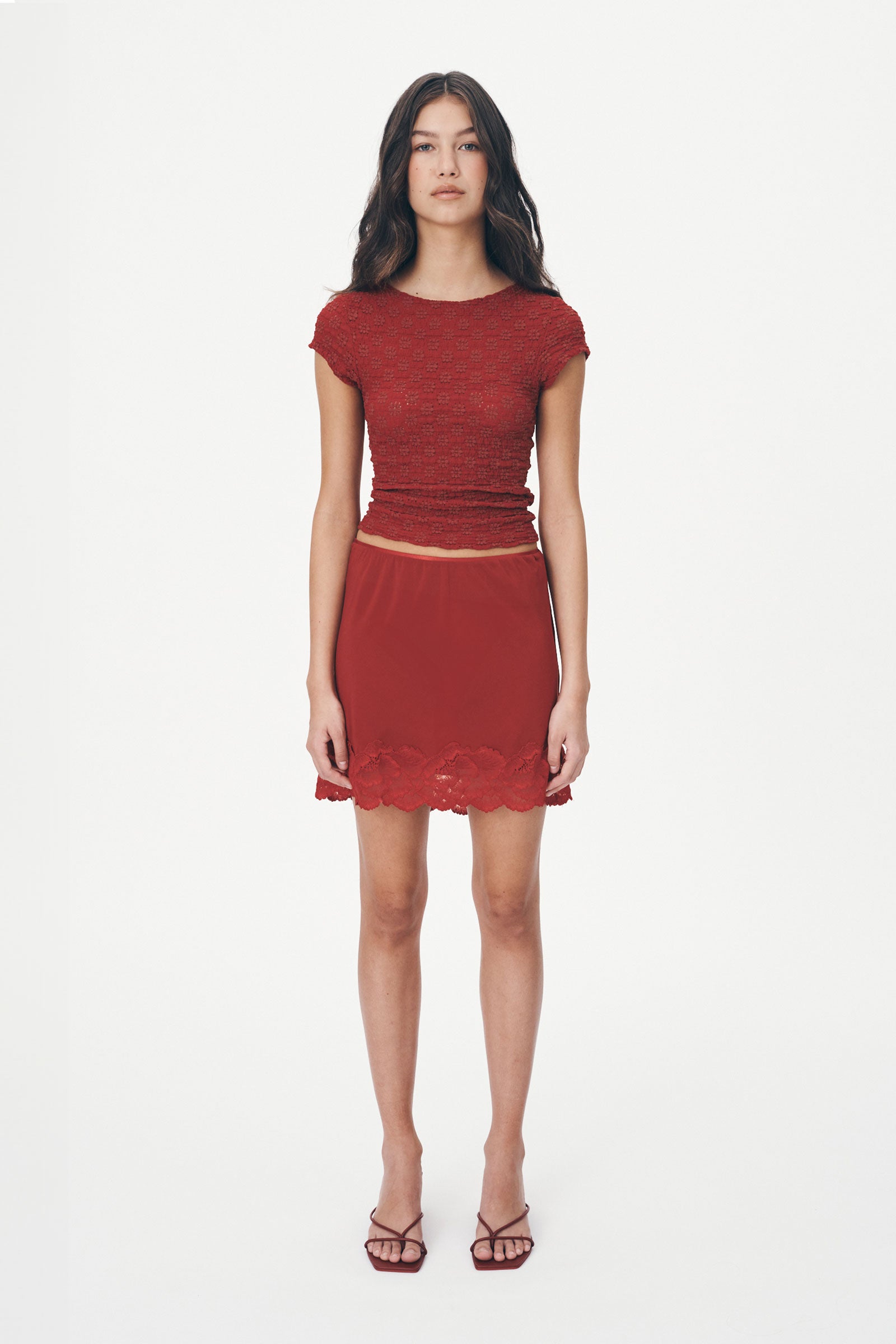 Burgundy red skirt best sale