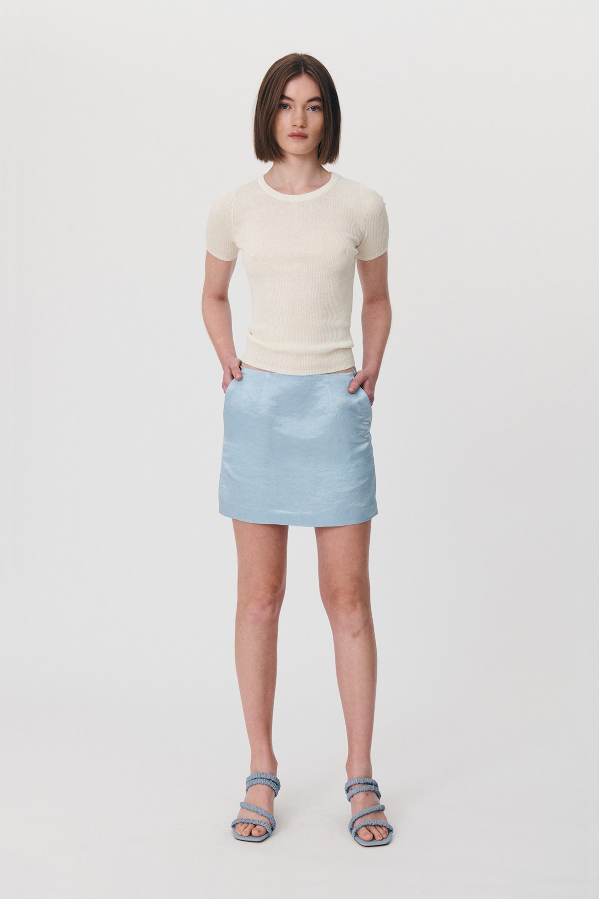 Baby blue 2025 vinyl skirt