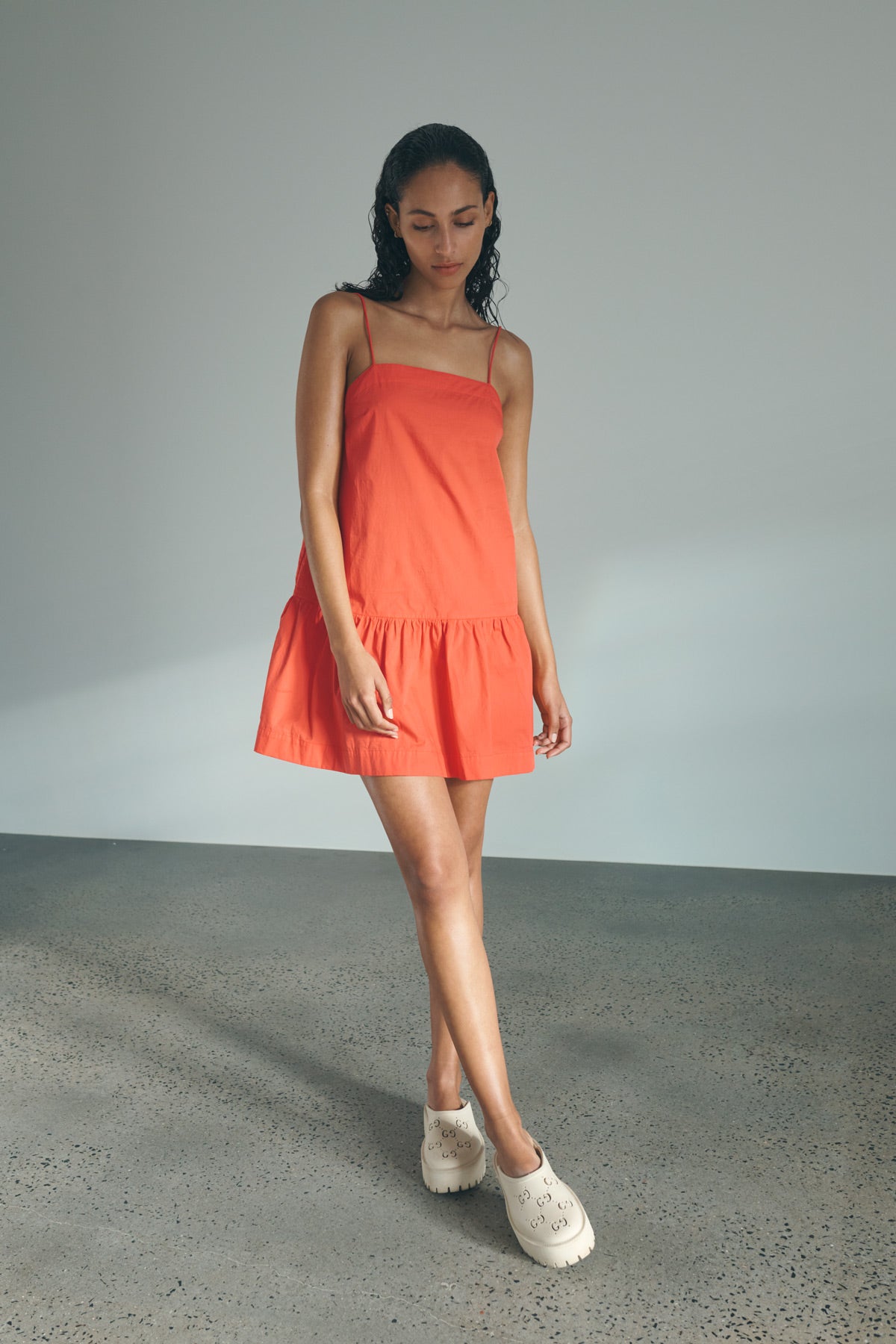 Gray and orange outlet dress